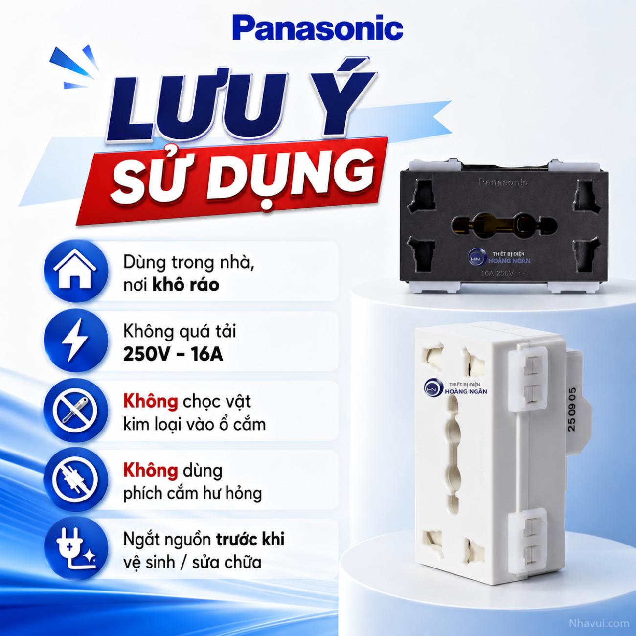Ổ cắm đôi đa năng có màn che Panasonic WIDE Series